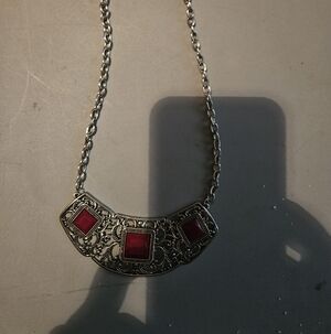Elegant Silver and Red Necklace
